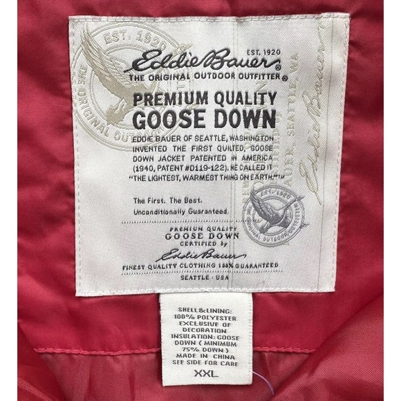 Eddie Bauer EB550 Puffer Vest Womens L Red Full Zip Goose Down Outdoor H… - Picture 7 of 11